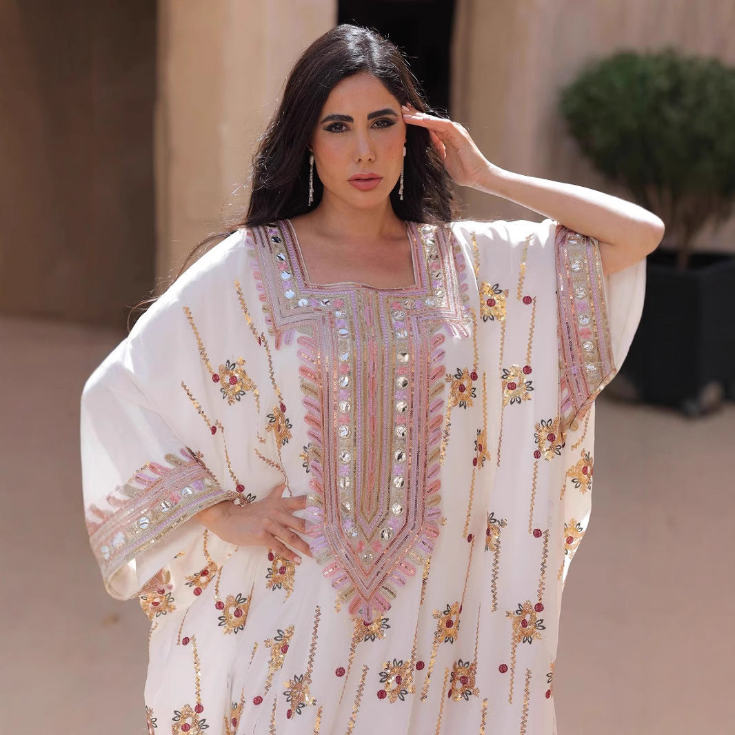 Loose Long Muslim Dress Kaftan With Headscarf