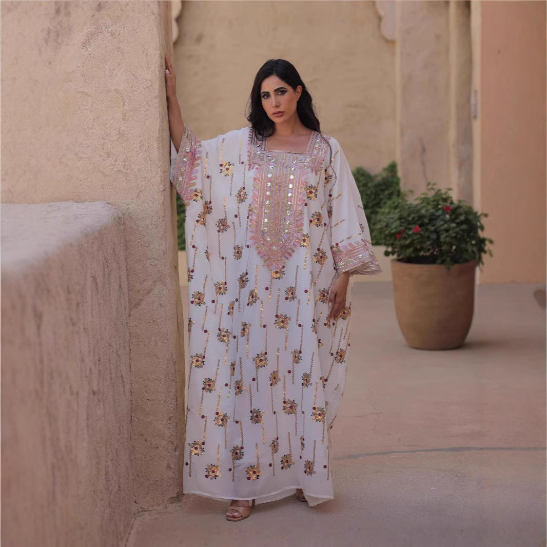Loose Long Muslim Dress Kaftan With Headscarf
