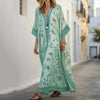 Long Sleeve Kaftan Linen Vacation Maxi Dress